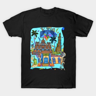 Cute Skeleton - Dia De Los Muerto - Goa Nostalgia - architecture of Goa T-Shirt